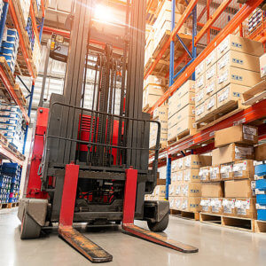 forklift in warehouse